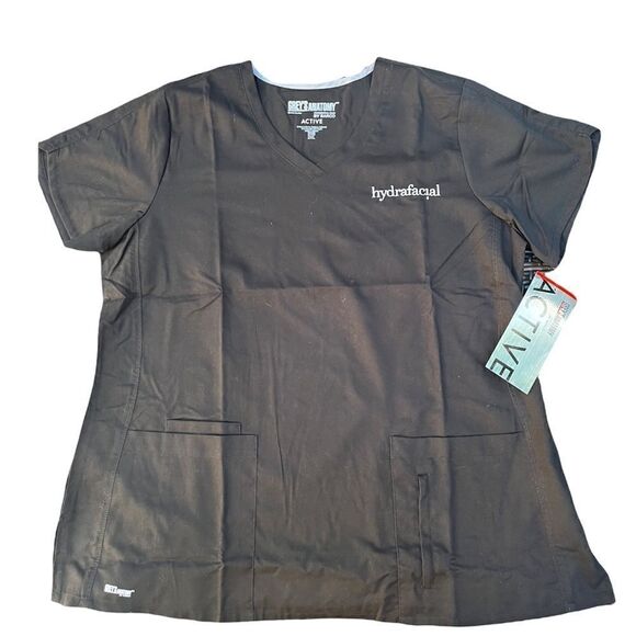 BARCO GREYS ANATOMY CORA V-NECK MEDICAL SCRUB TOP 4 POCKETS TULIP SLEEVE 2XL NWT - Picture 1 of 9